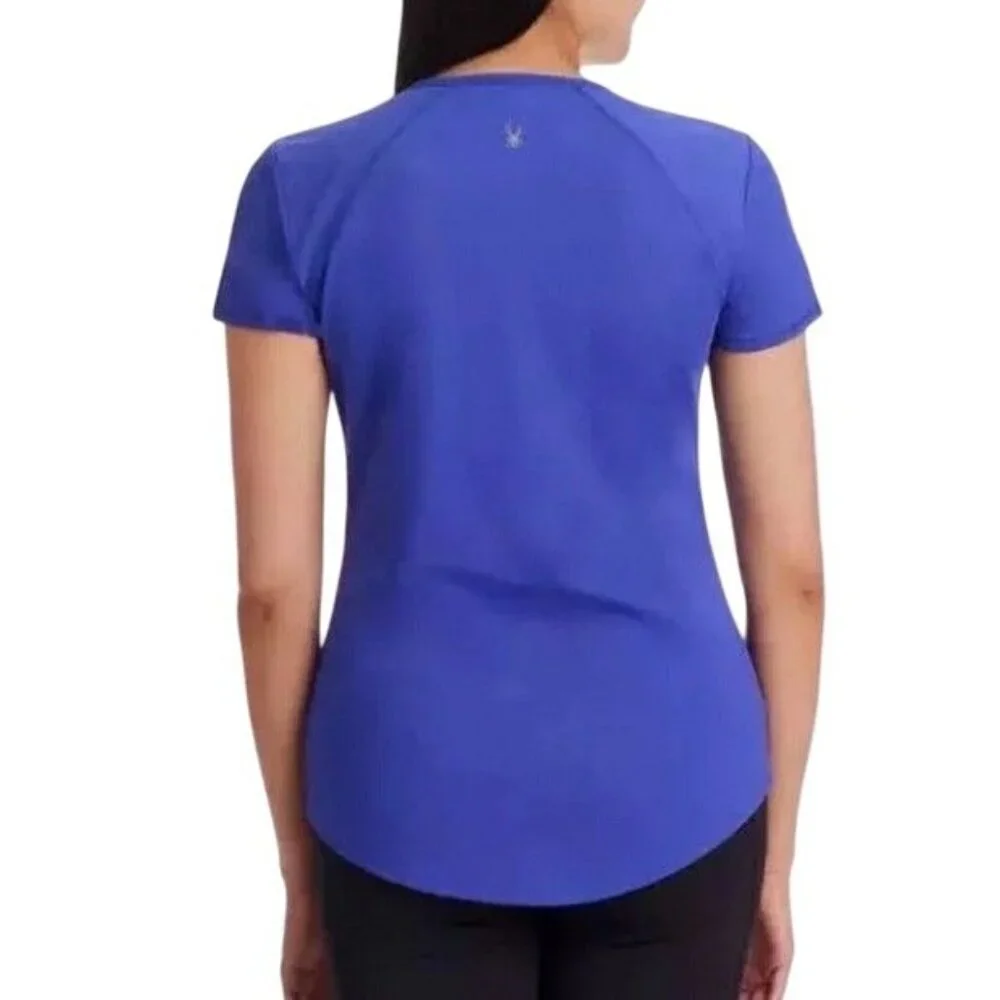 Spyder Tee Top Active Short Sleeve Crew Neck Size M Perennial Blue Athleisure - Picture 2 of 7